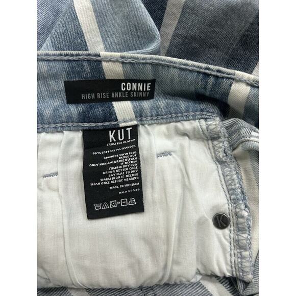 NWT KUT Size 12 Women’s Connie High Rise Ankle Skinny Striped Jeans Raw Hem - Picture 11 of 12